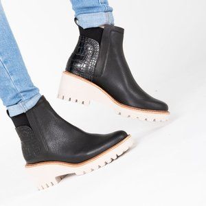 Black Multi Croc Leather Bootie